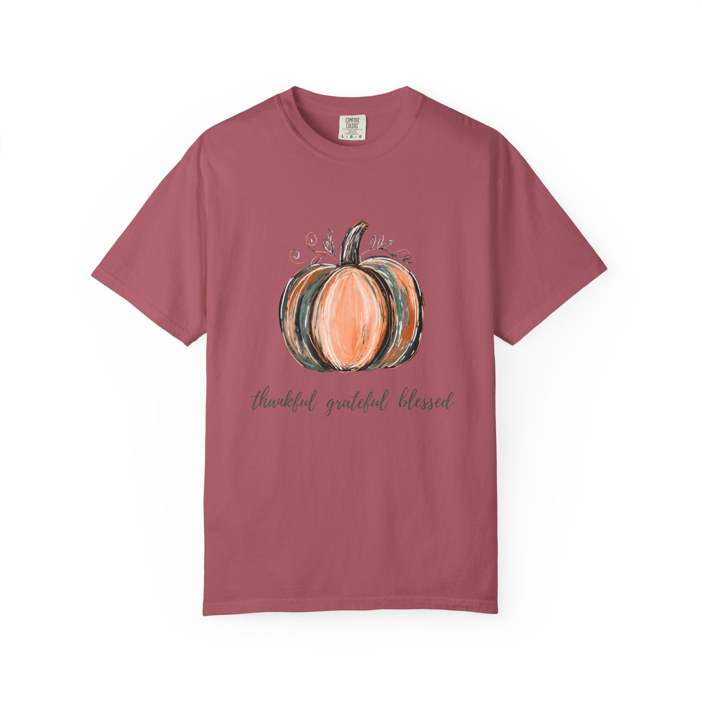 Thankful Grateful Blessed Pumpkin Tee – Fall & Thanksgiving Shirt for Women