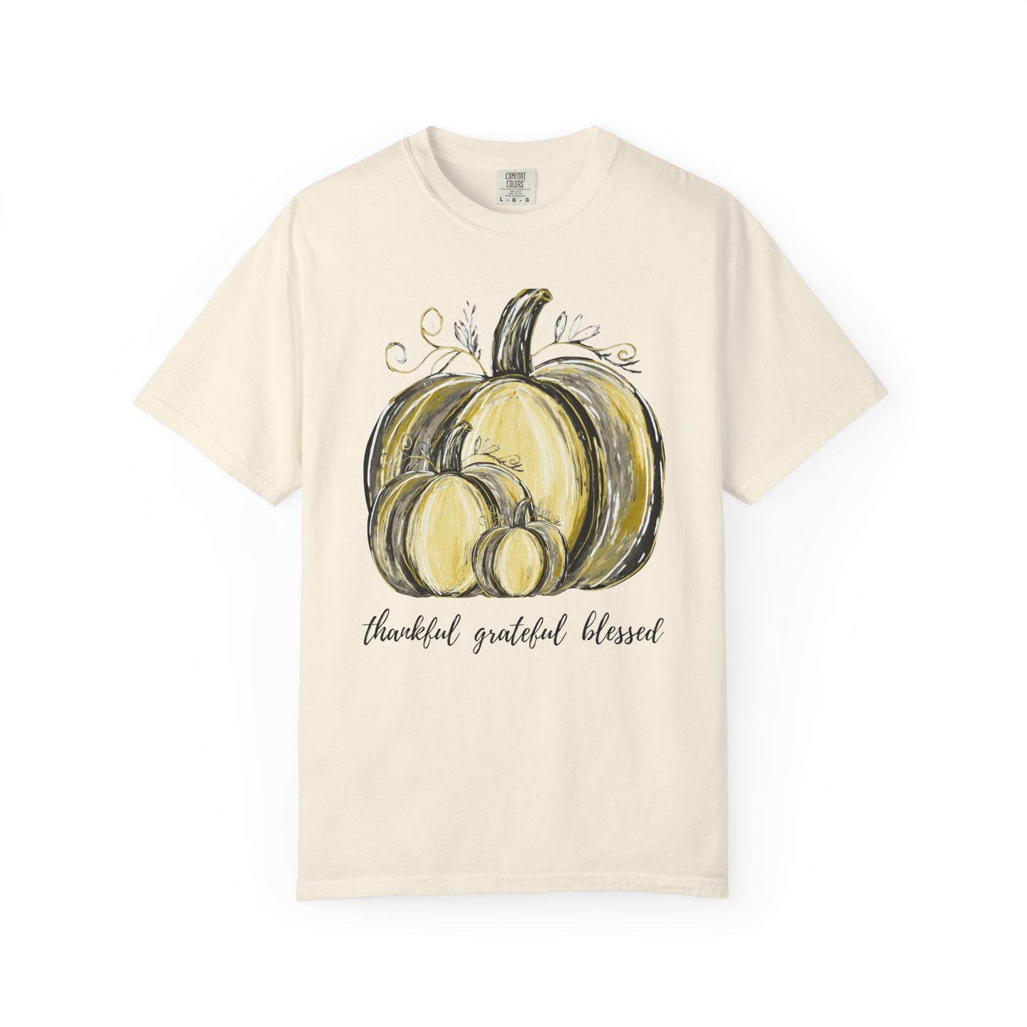 Thankful Grateful Blessed T-Shirt – Unisex Fall Tee with Pumpkin Design