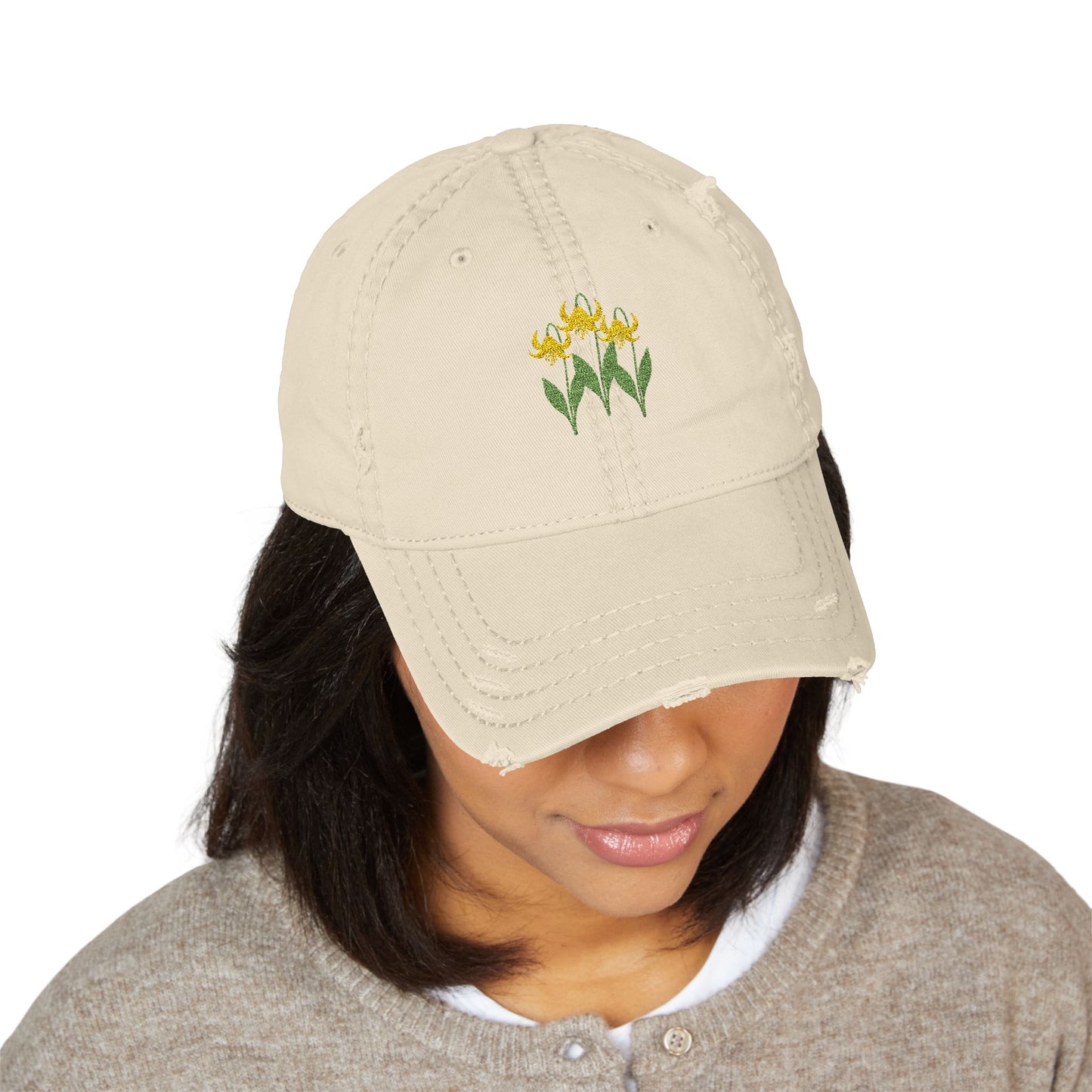 Vintage Embroidered Glacier Wildflowers Hat — Glacier Lily Edition