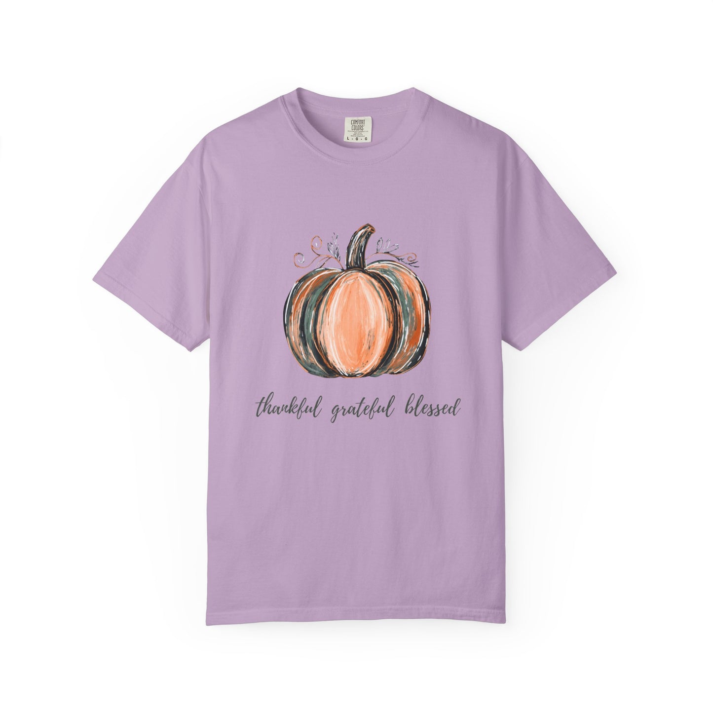 Thankful Grateful Blessed Pumpkin Tee – Fall & Thanksgiving Shirt for Women