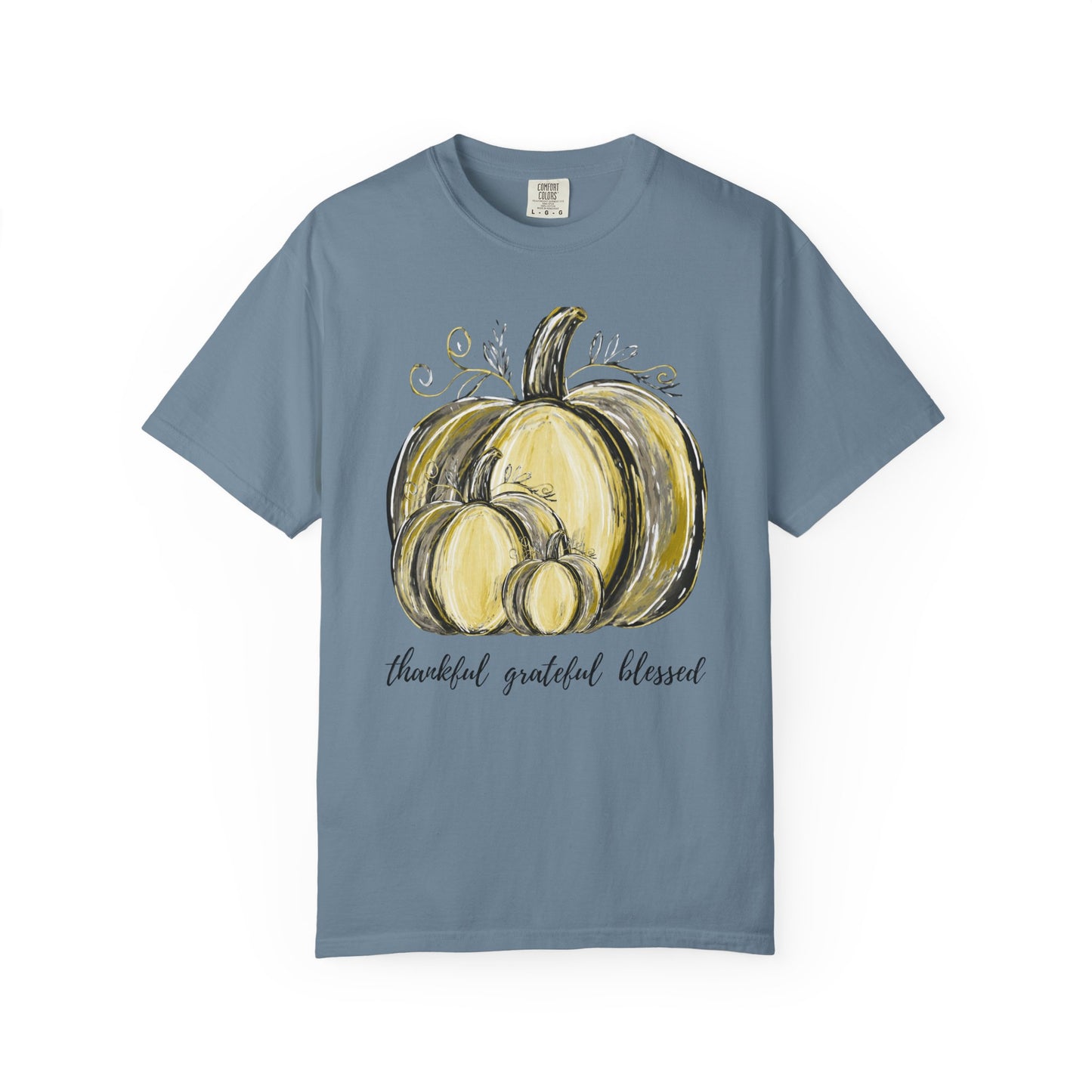 Thankful Grateful Blessed T-Shirt – Unisex Fall Tee with Pumpkin Design