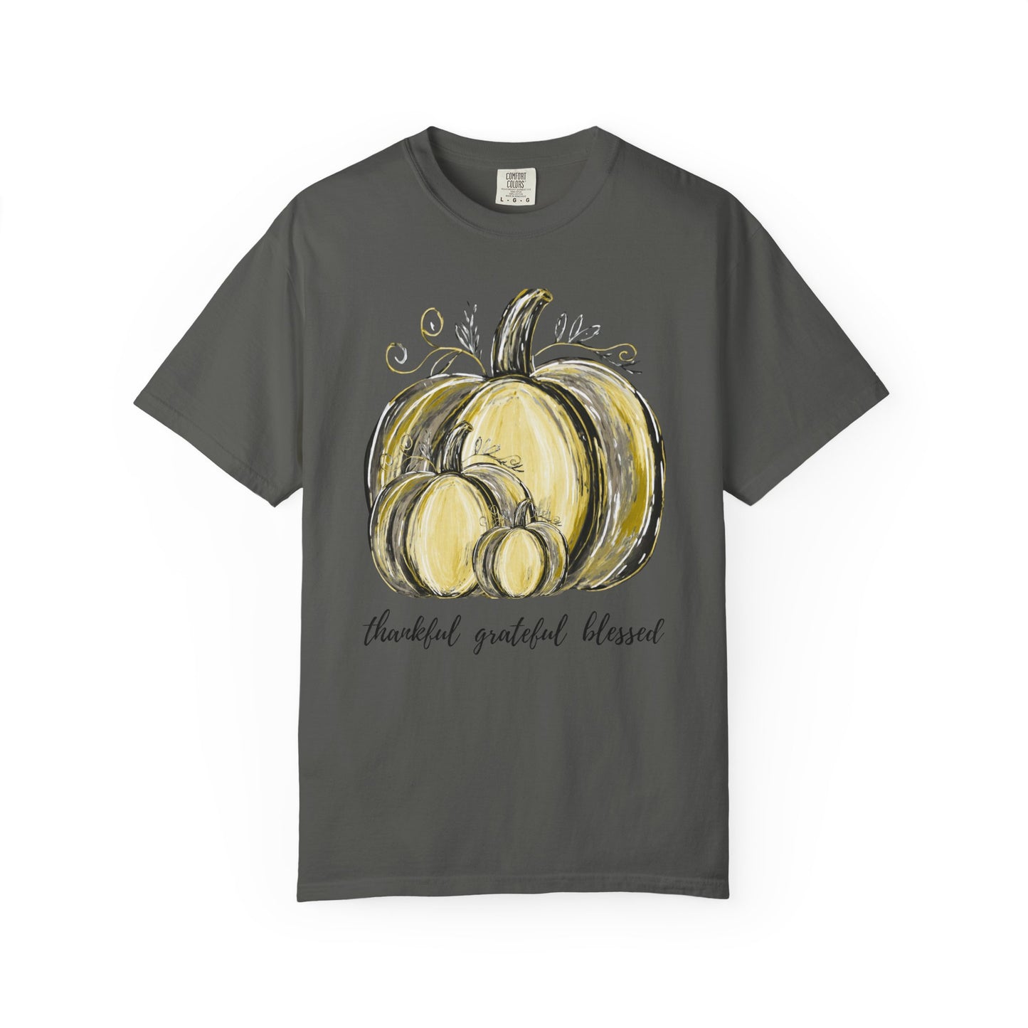 Thankful Grateful Blessed T-Shirt – Unisex Fall Tee with Pumpkin Design