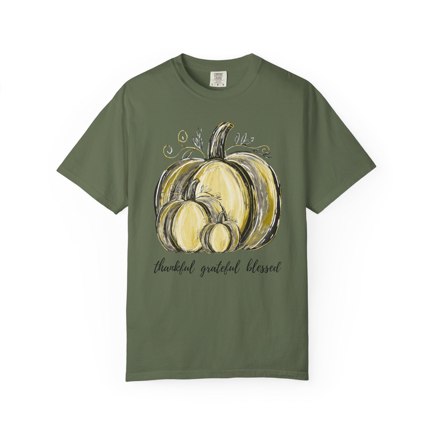 Thankful Grateful Blessed T-Shirt – Unisex Fall Tee with Pumpkin Design