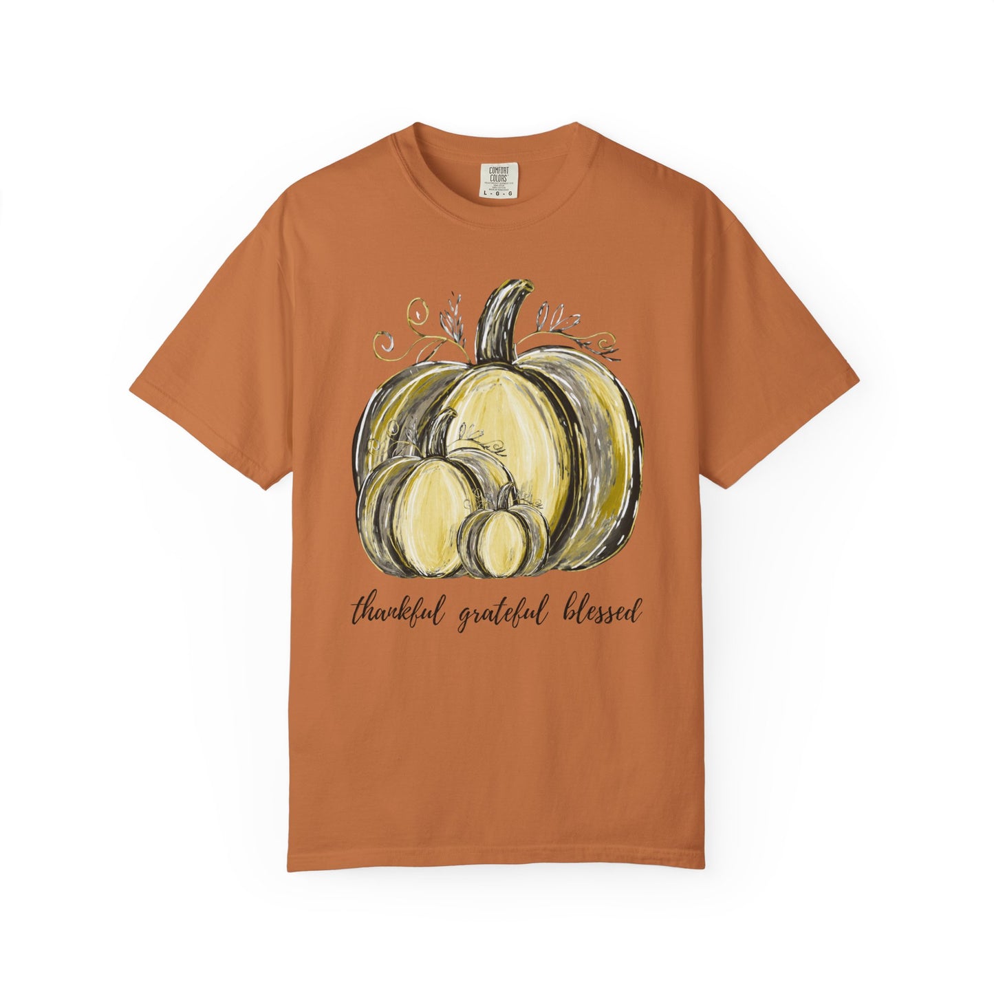 Thankful Grateful Blessed T-Shirt – Unisex Fall Tee with Pumpkin Design