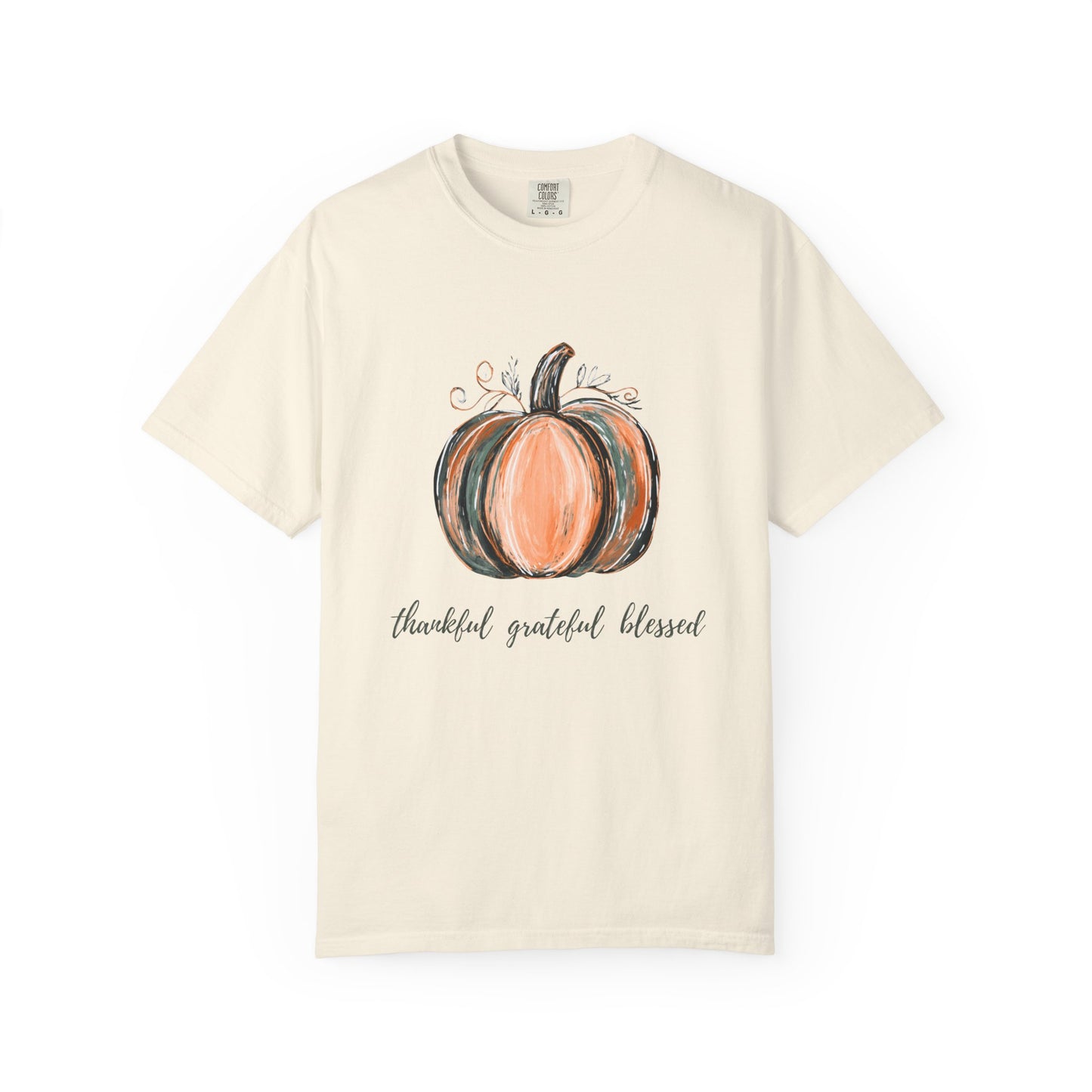 Thankful Grateful Blessed Pumpkin Tee – Fall & Thanksgiving Shirt for Women