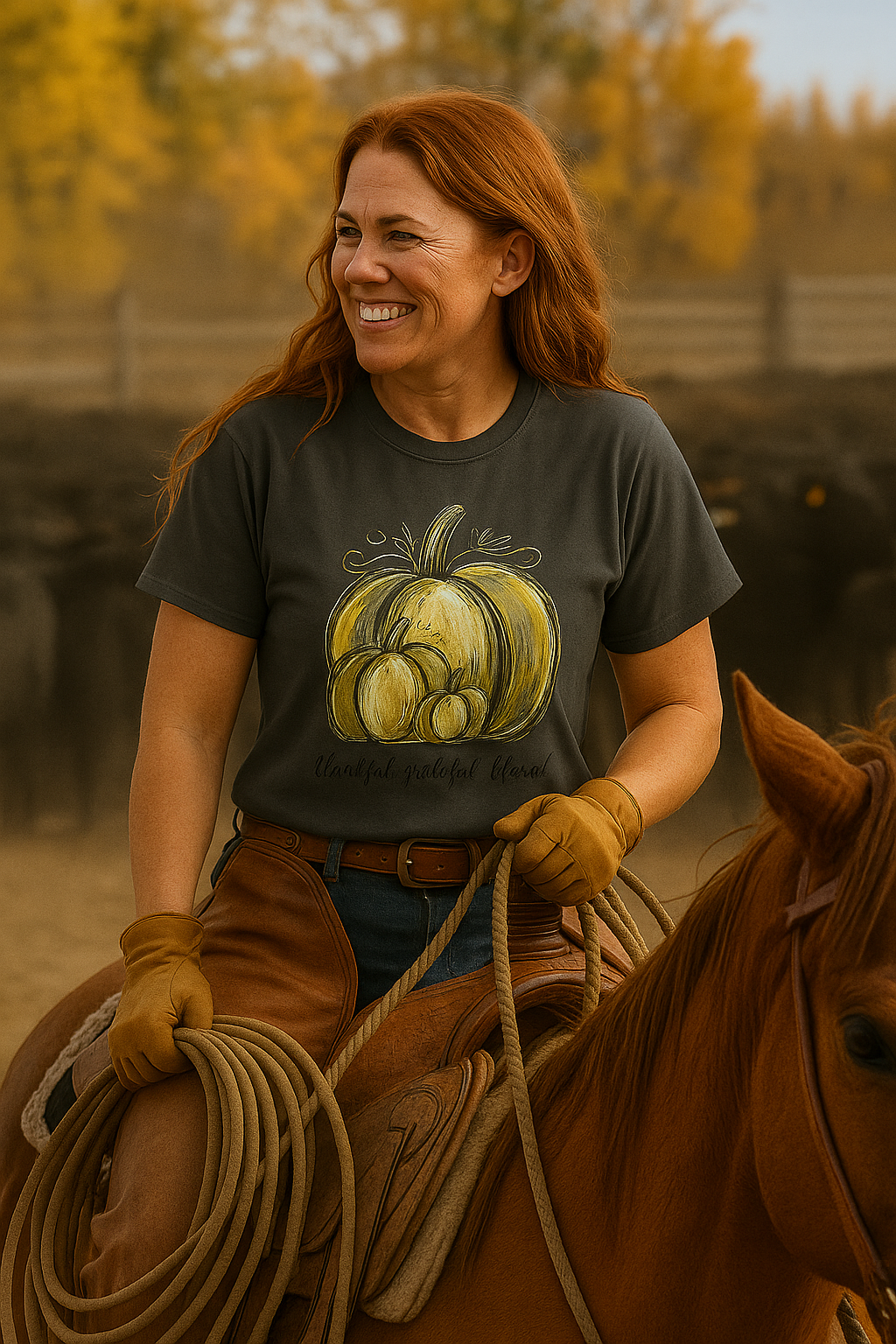 Thankful Grateful Blessed T-Shirt – Unisex Fall Tee with Pumpkin Design