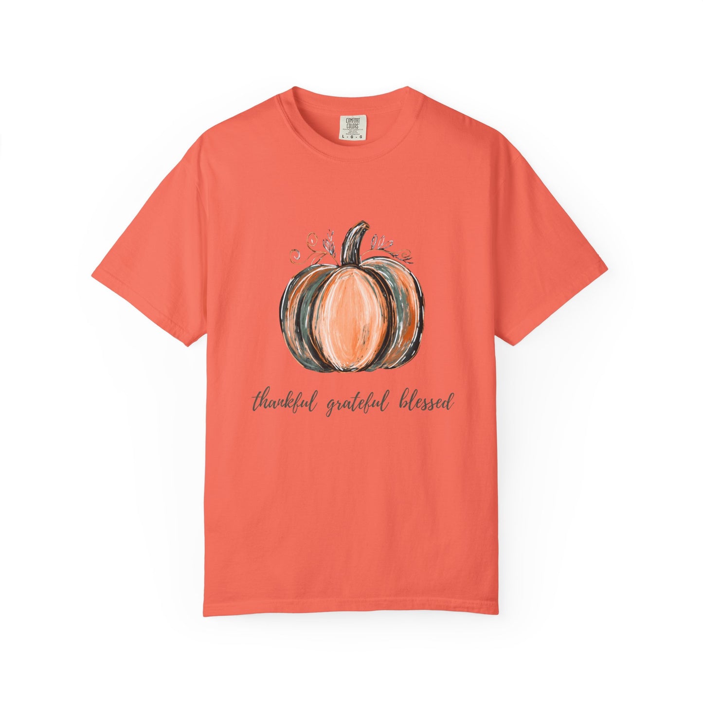 Thankful Grateful Blessed Pumpkin Tee – Fall & Thanksgiving Shirt for Women
