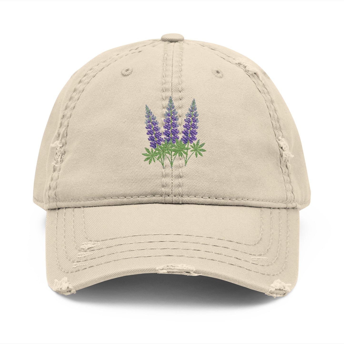 Vintage Embroidered Glacier Wildflowers Hat — Lupine Edition