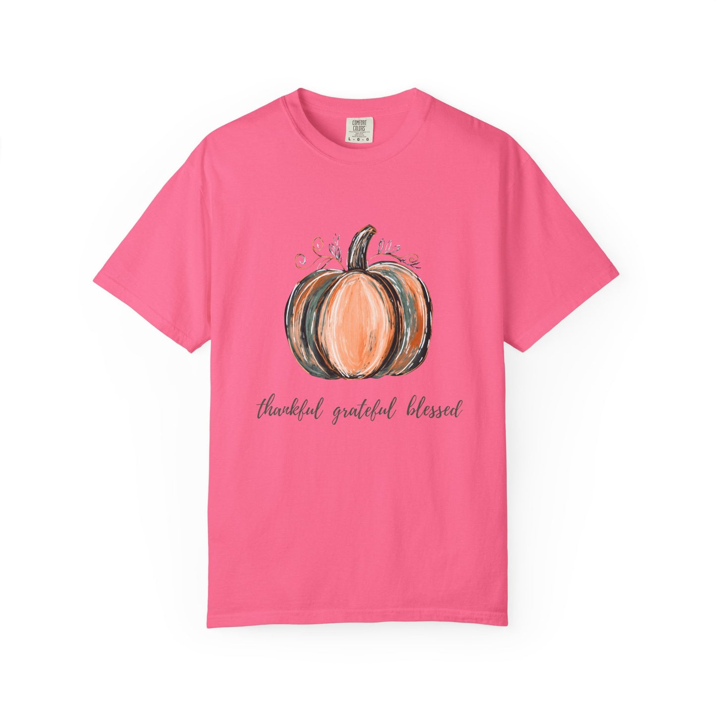 Thankful Grateful Blessed Pumpkin Tee – Fall & Thanksgiving Shirt for Women