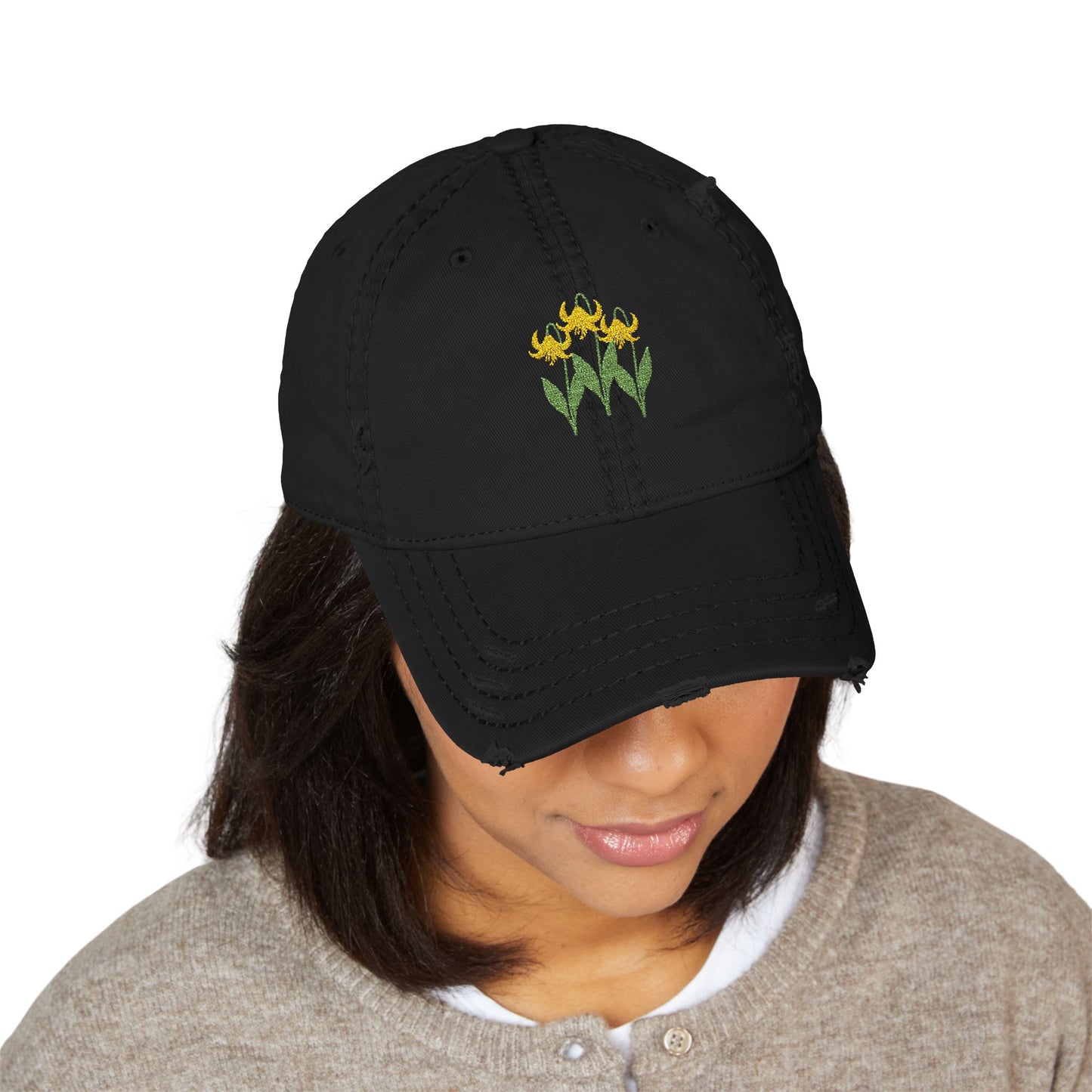Vintage Embroidered Glacier Wildflowers Hat — Glacier Lily Edition