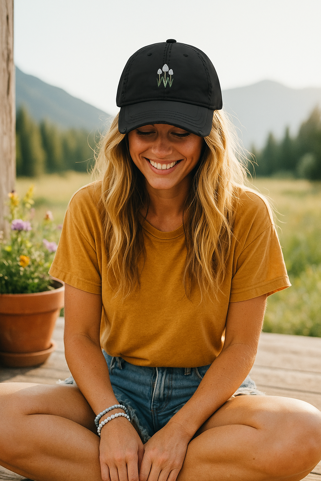Vintage Embroidered Glacier Wildflowers Hat — Beargrass Edition