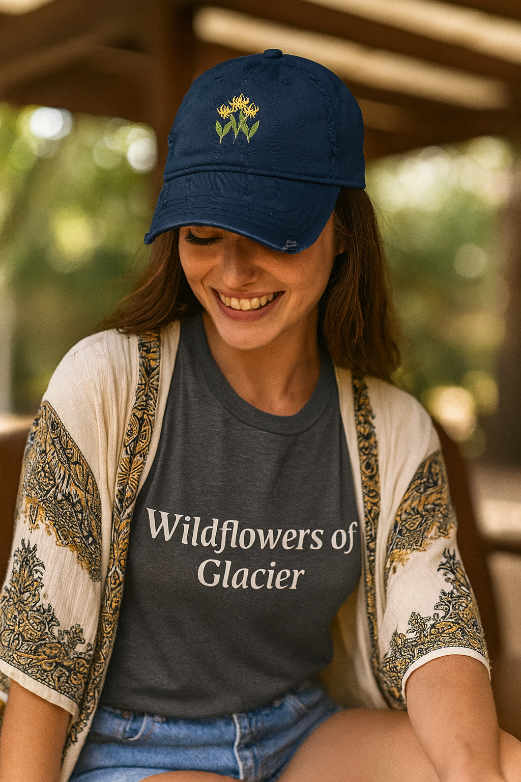 Vintage Embroidered Glacier Wildflowers Hat — Glacier Lily Edition