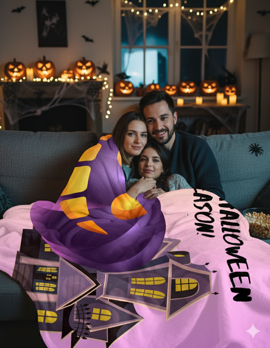 Halloween Plush Blanket – Cozy Throw for Fall Nights, Spooky Movie Marathons & Seasonal Décor