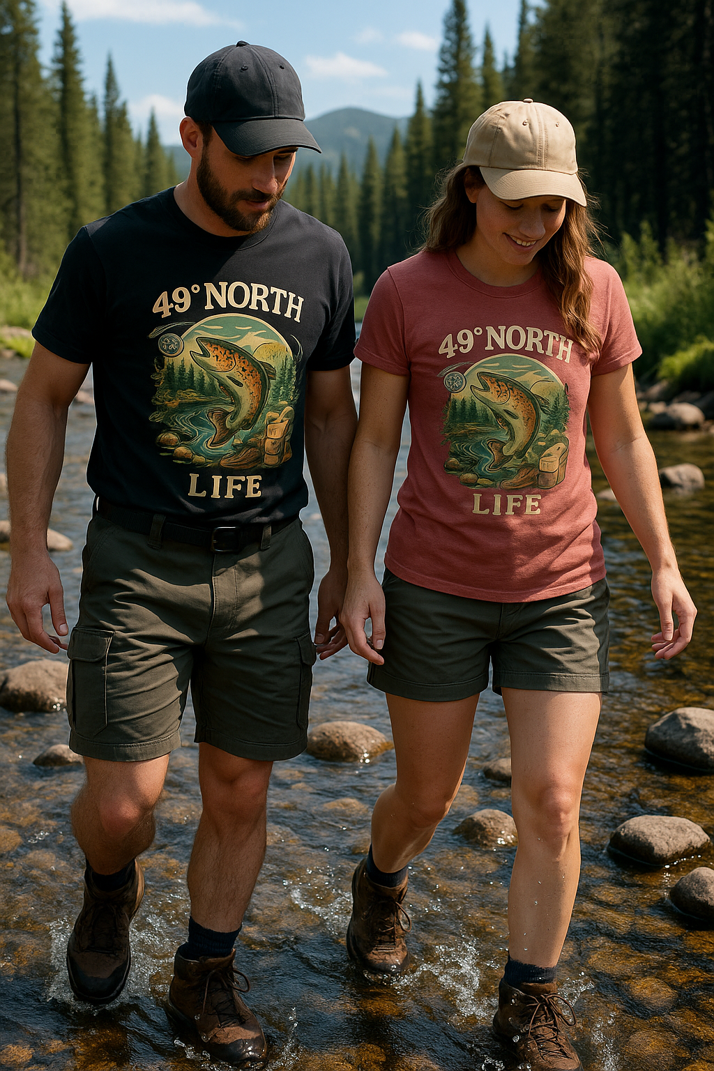49° North Life Tee – Vintage Trout Fishing T-Shirt for Outdoor Adventure