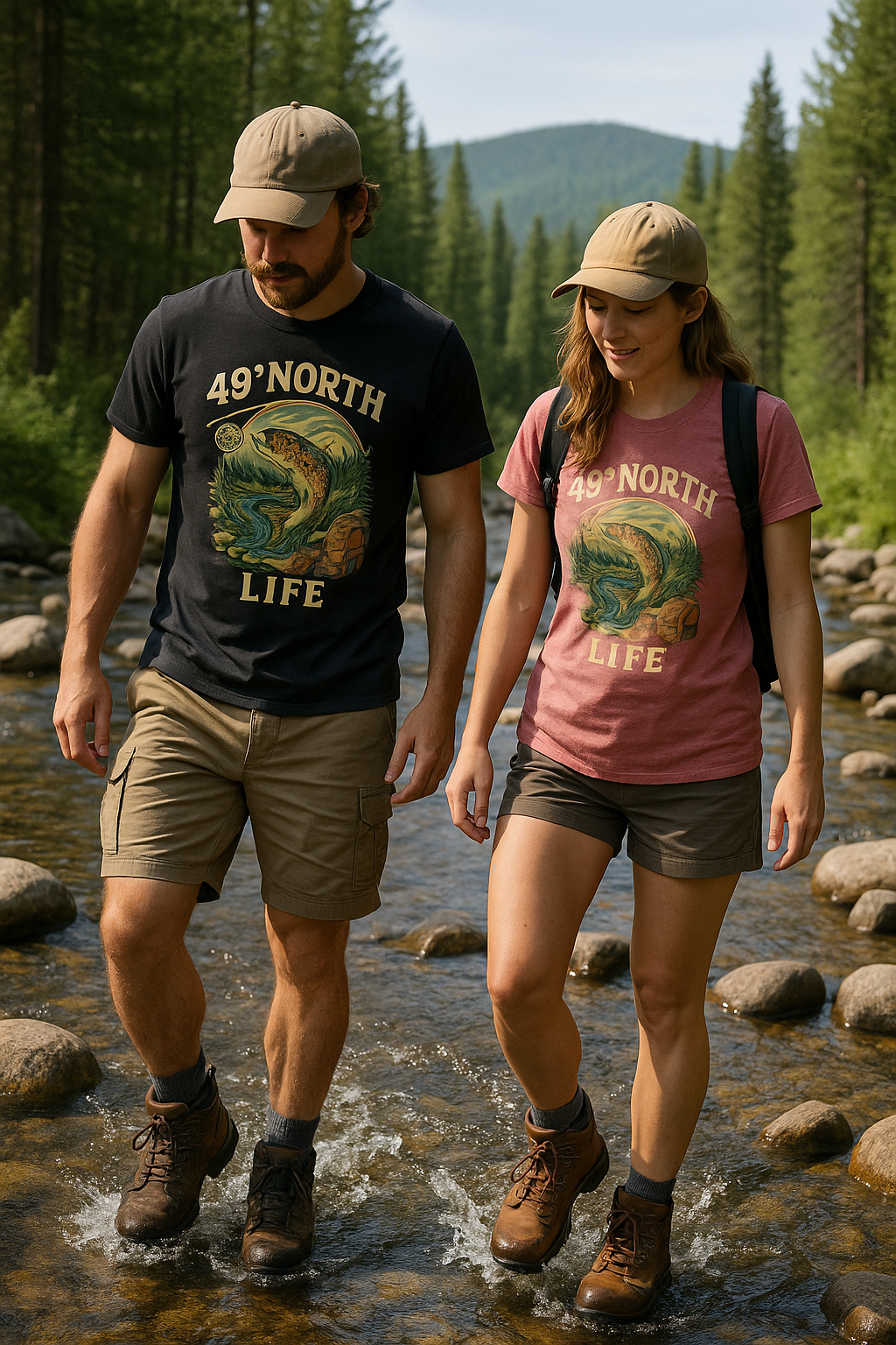 49° North Life Tee – Vintage Trout Fishing T-Shirt for Outdoor Adventure