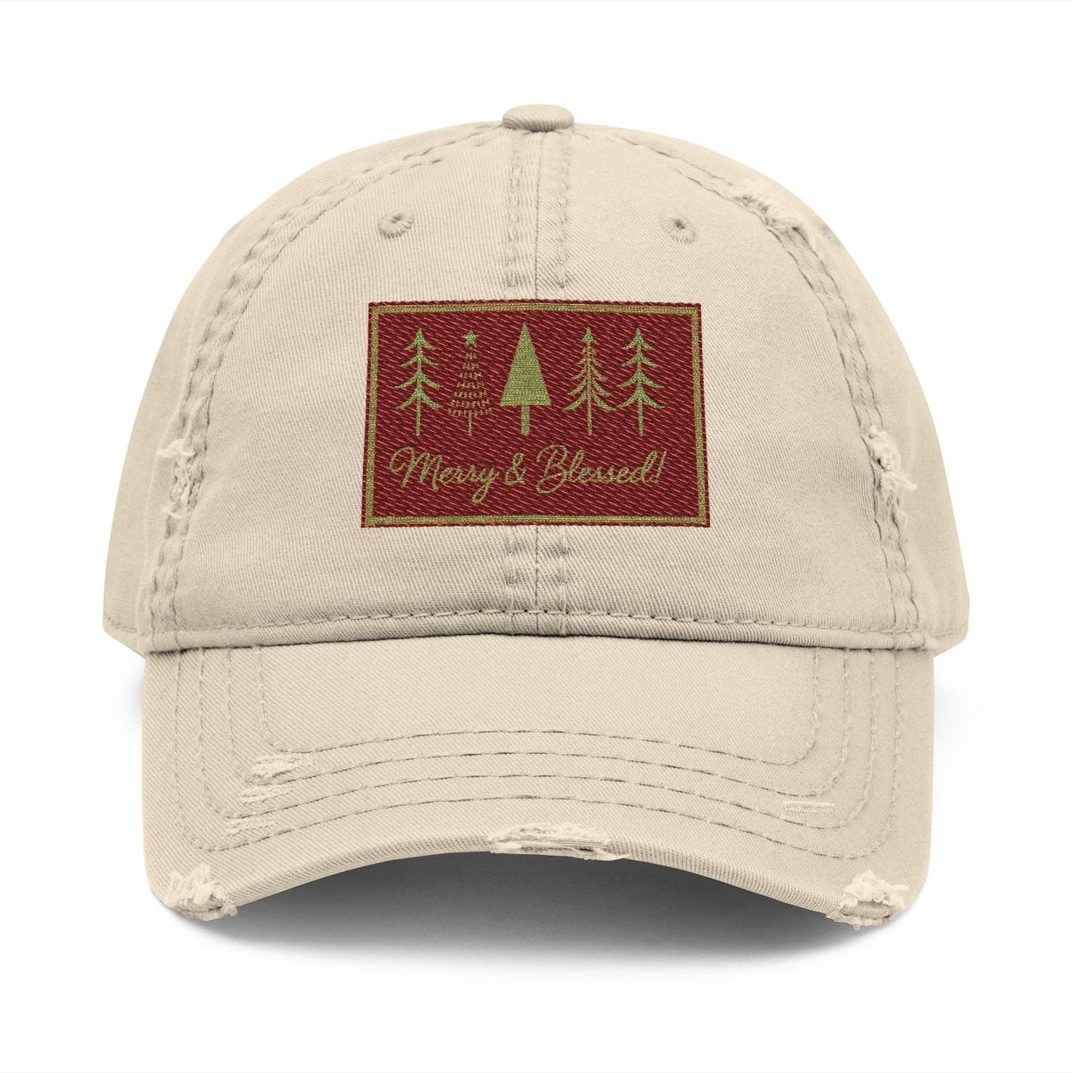 Merry & Blessed Christmas Patch Hat – Vintage Low - Profile Holiday Cap - Lazy Rockin H Ecom