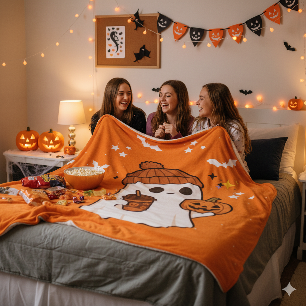 Halloween Fleece Blanket 60×80 – Spooky Throw for Teens & Young Adults
