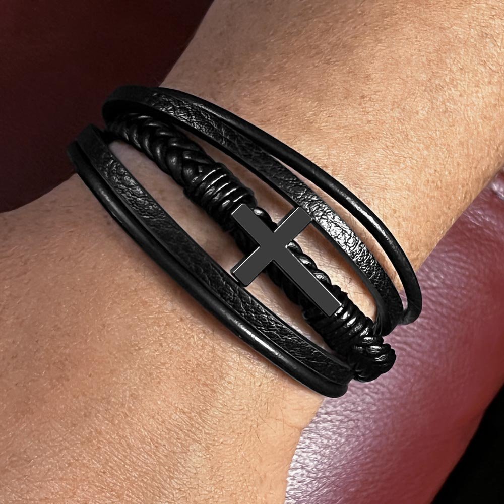 To My Son – Strength & Confidence Leather Bracelet Gift from Dad - Lazy Rockin H Ecom