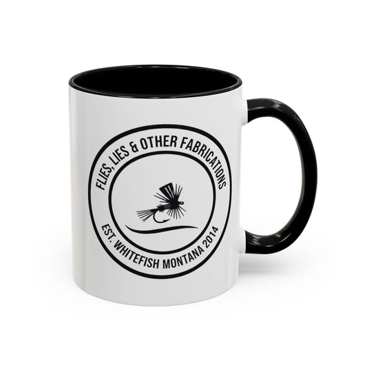 Fly Fishing Mug — "It's Not Hoarding If It's Flies" Accent Coffee Cup (11/15oz)
