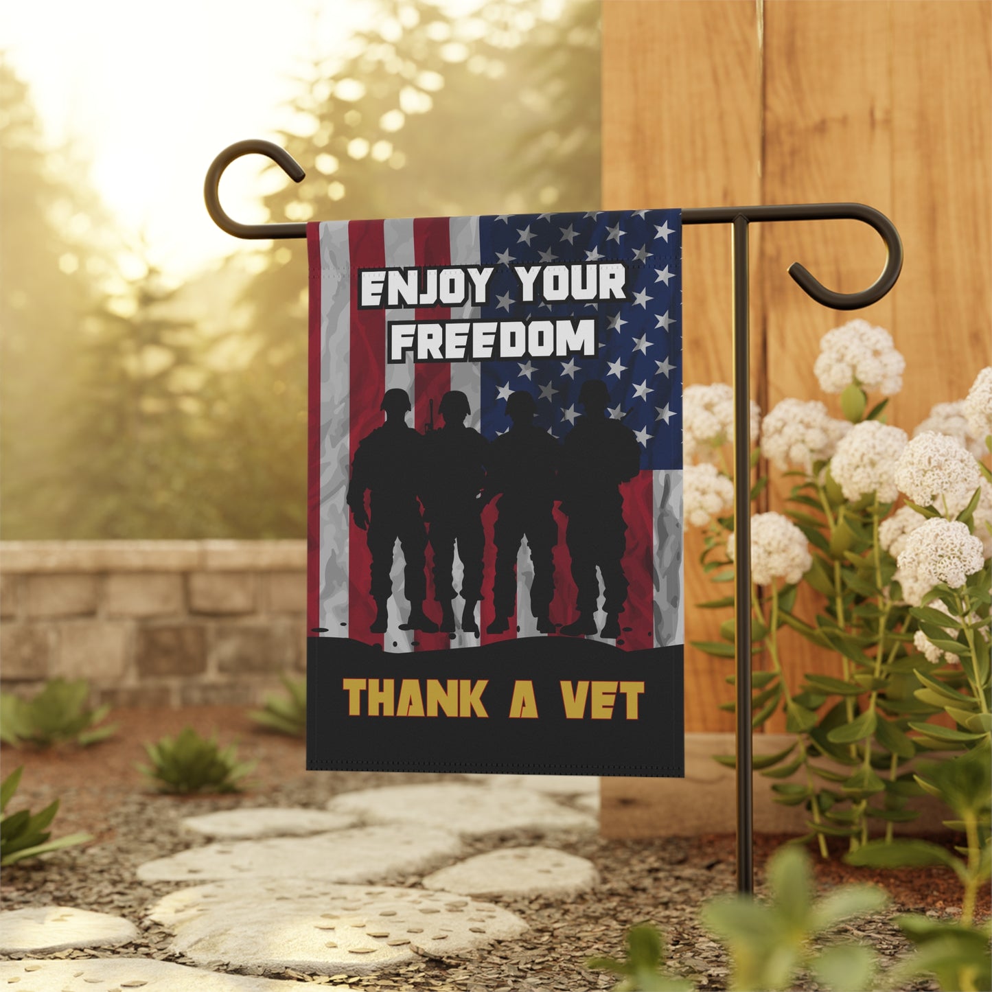 Patriotic Garden Banner – “Thank a Vet” Double-Sided Flag | Veterans Day Tribute