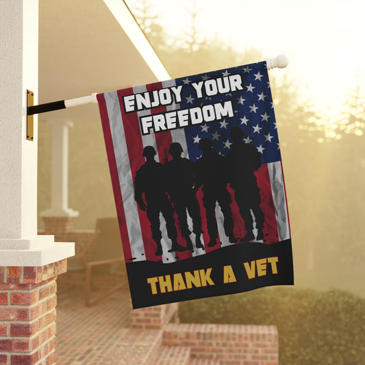 Patriotic Garden Banner – “Thank a Vet” Double-Sided Flag | Veterans Day Tribute