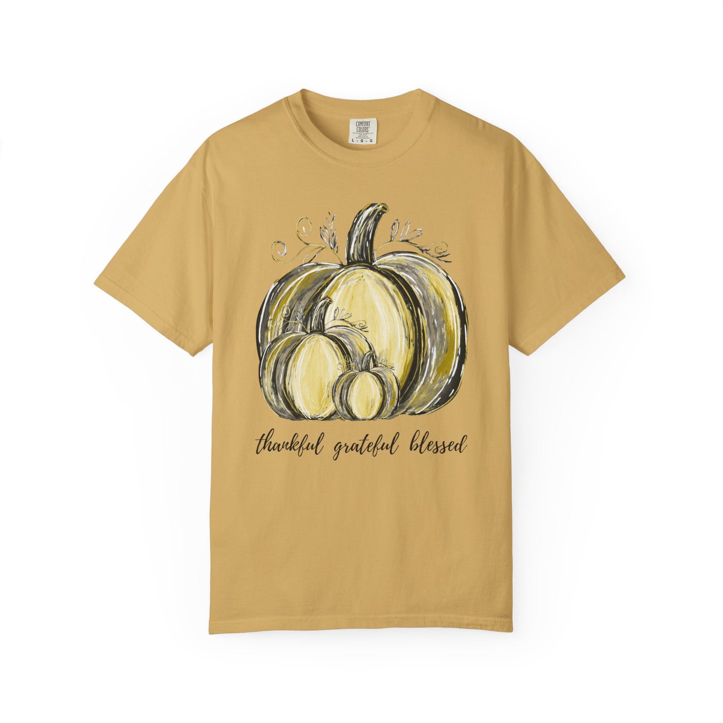 Thankful Grateful Blessed T-Shirt – Unisex Fall Tee with Pumpkin Design