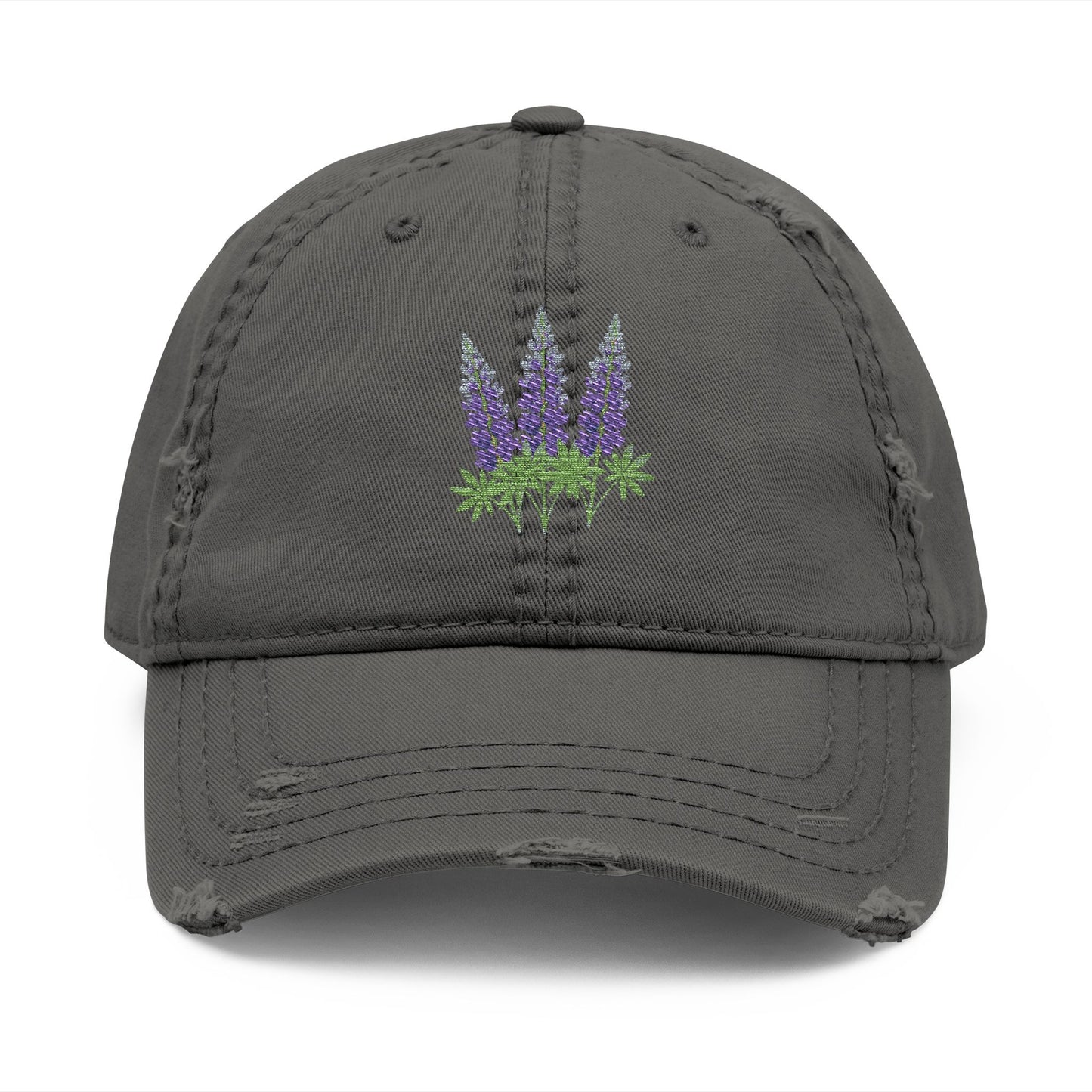 Vintage Embroidered Glacier Wildflowers Hat — Lupine Edition