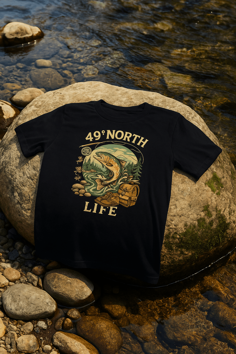 49° North Life Tee – Vintage Trout Fishing T-Shirt for Outdoor Adventure - Lazy Rockin H Ecom