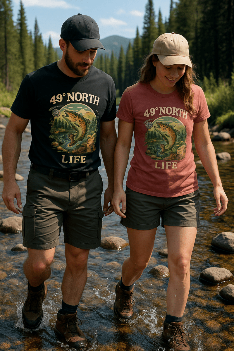 49° North Life Tee – Vintage Trout Fishing T-Shirt for Outdoor Adventure - Lazy Rockin H Ecom