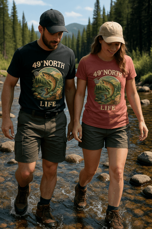 49° North Life Tee – Vintage Trout Fishing T-Shirt for Outdoor Adventure - Lazy Rockin H Ecom