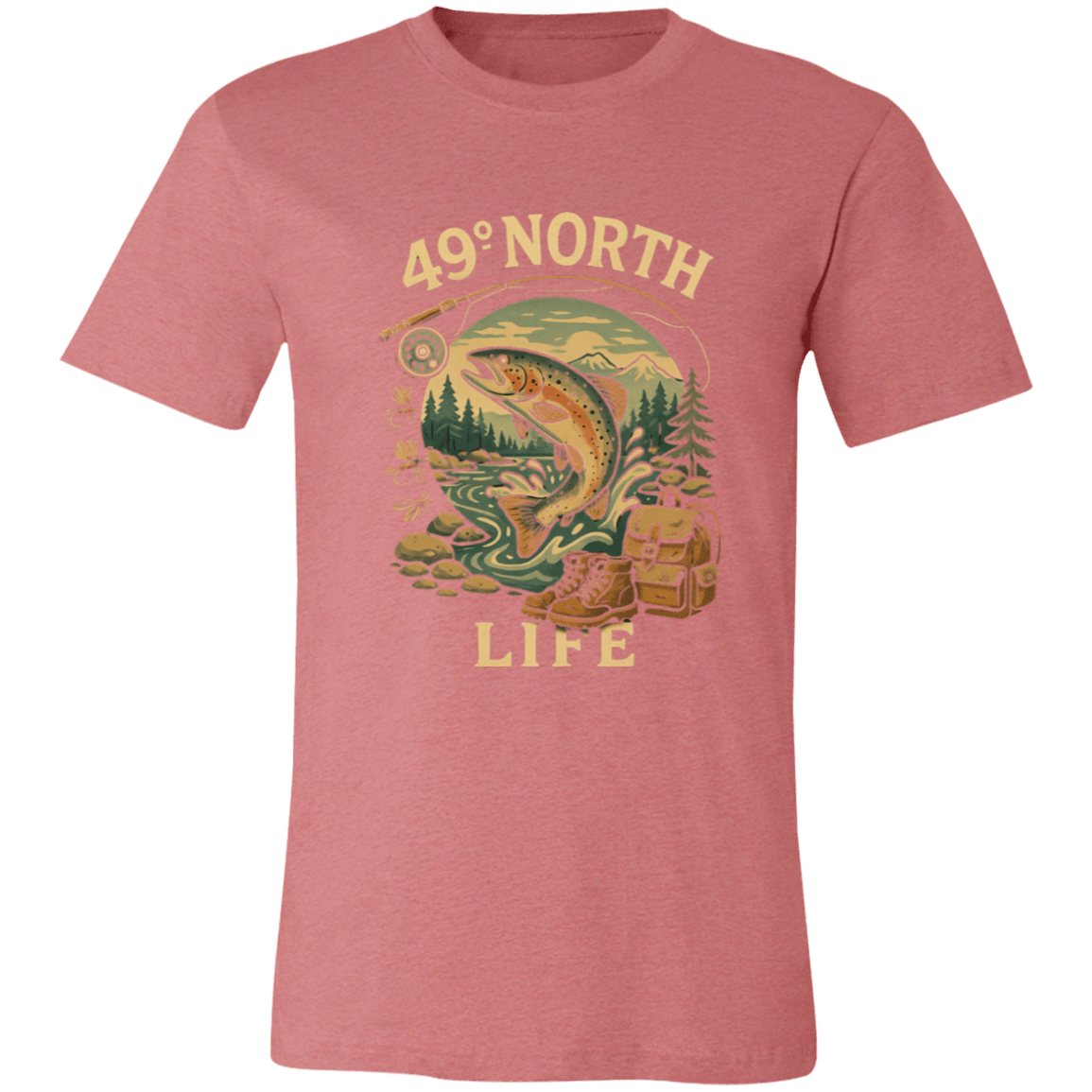 49° North Life Tee – Vintage Trout Fishing T-Shirt for Outdoor Adventure - Lazy Rockin H Ecom