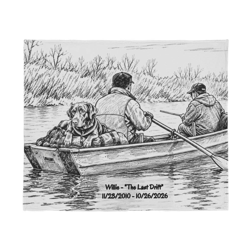 The Last Drift – A Tribute to Your Faithful Hunting & Fishing Companion | Personalized Jersey Fleece Blanket, 60" × 50"