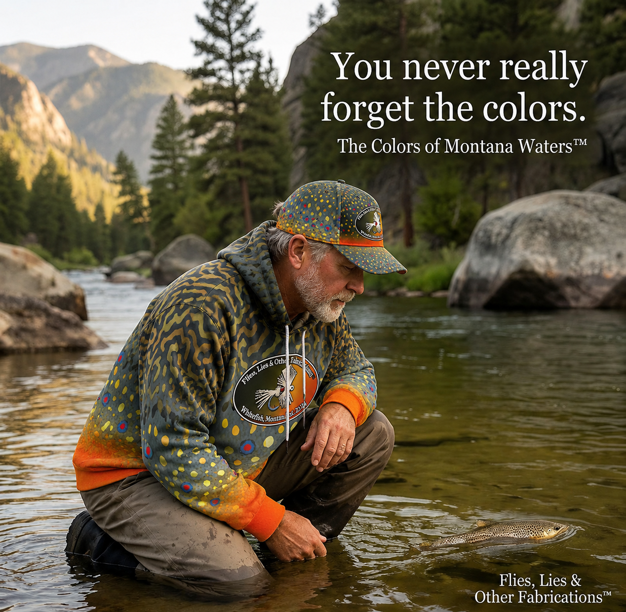 Stillwater Ember™ Brook Trout Hoodie | Montana Fly Fishing Hoodie | Flies, Lies & Other Fabrications™