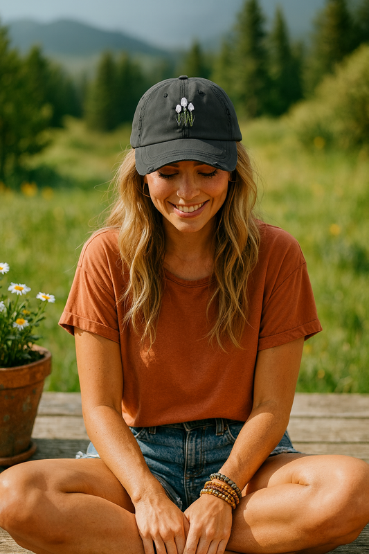 Vintage Embroidered Glacier Wildflowers Hat — Beargrass Edition