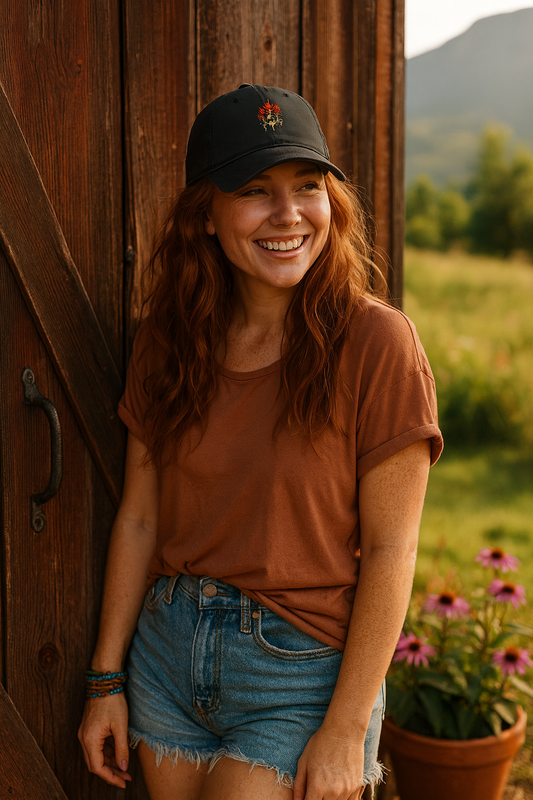 Vintage Embroidered Glacier Wildflowers Hat — Indian Paintbrush Edition
