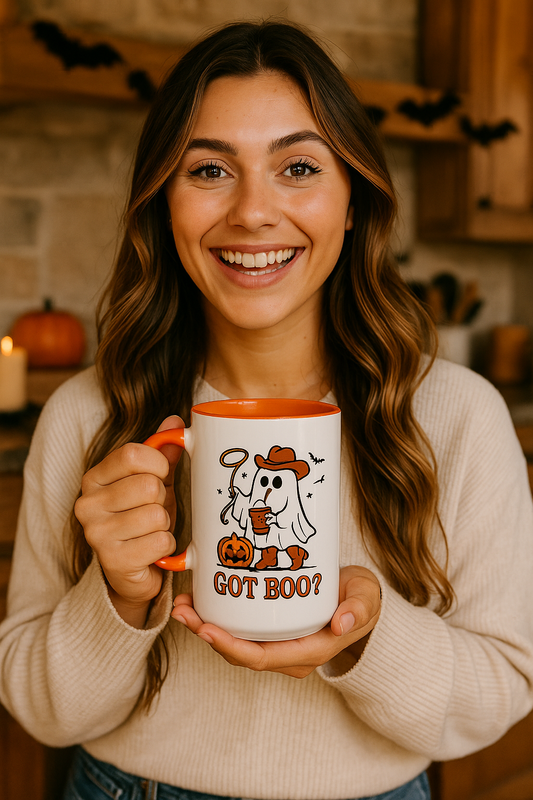 Got Boo? Cowboy Ghost Halloween Mug – Spooky Coffee Cup for Fall & Halloween Lovers