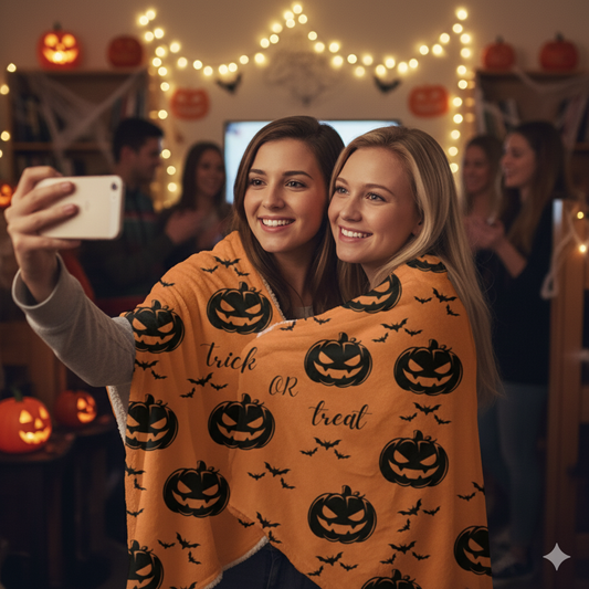 Halloween Sherpa Throw 50×60 – Scary Soft & Seasonal for Dorms & Cozy Nights