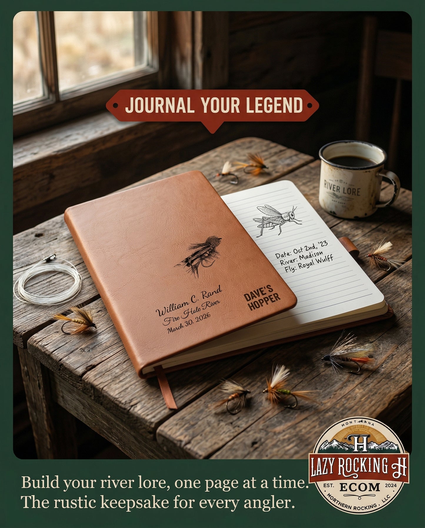Dave’s Hopper Personalized Fly Fishing Journal – 49° North of Noise™ Angler Log Book