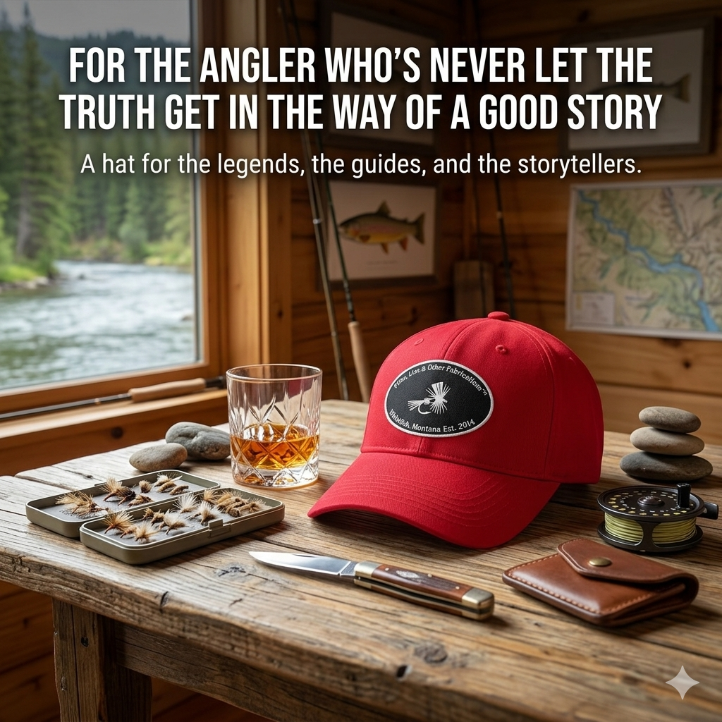 Flies, Lies & Other Fabrications™ Fly Fishing Hat | Funny Fly Fisherman Gift | Embroidered Dad Cap | Trout Fishing Hat | Gift for Anglers
