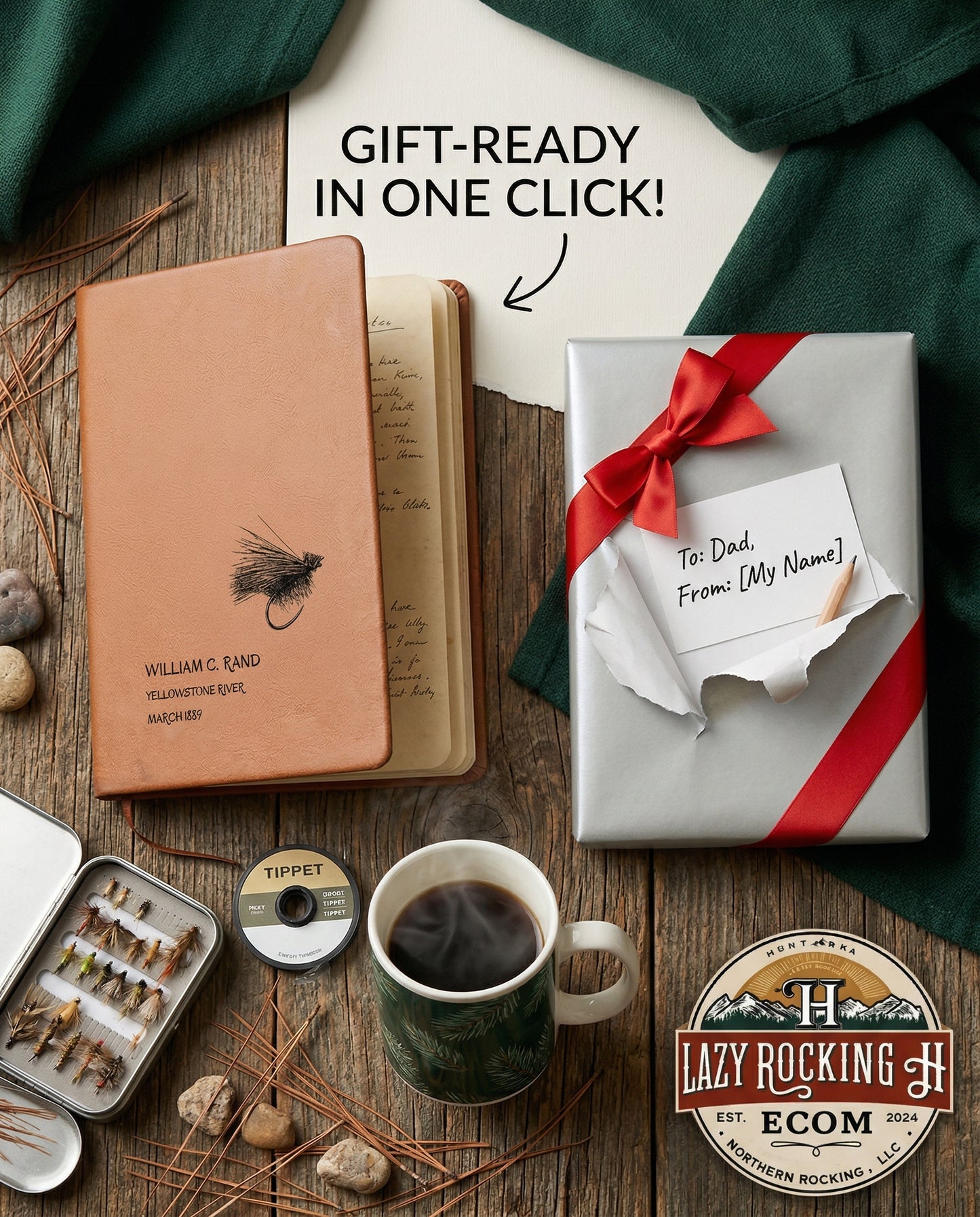 Custom Elk Hair Caddis Fly Fishing Journal – Personalized Angler Log Book + Gift Wrap