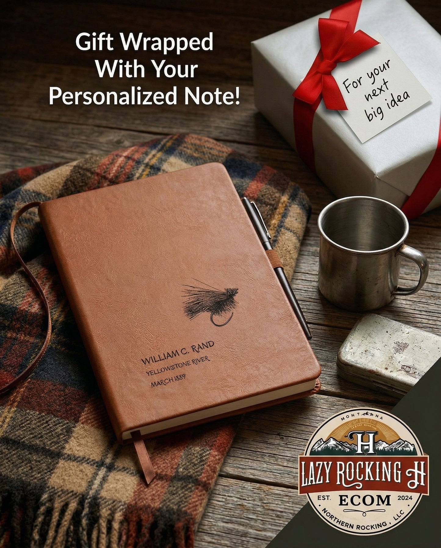 Custom Elk Hair Caddis Fly Fishing Journal – Personalized Angler Log Book + Gift Wrap