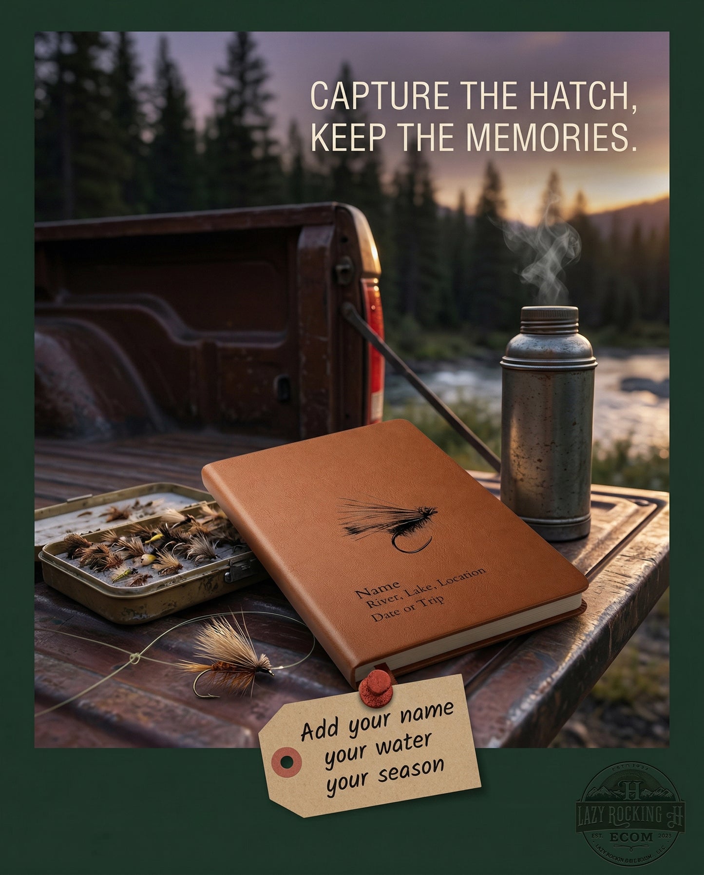 Custom Elk Hair Caddis Fly Fishing Journal – Personalized Angler Log Book + Gift Wrap