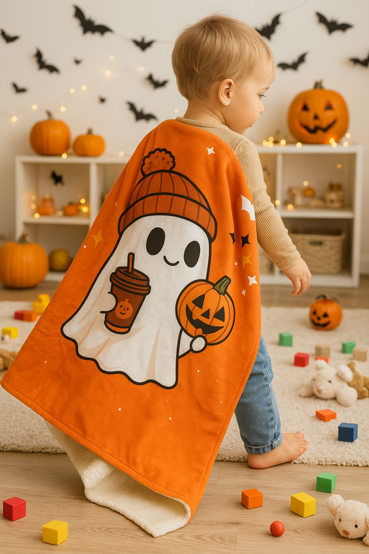 Pumpkin Spice Toddler Blanket – Cozy Sherpa 30×40