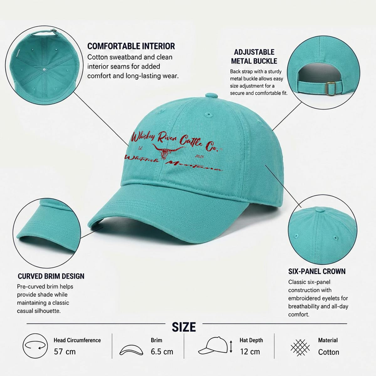 Whiskey River Cattle Co. Fishing Golf Baseball Cap