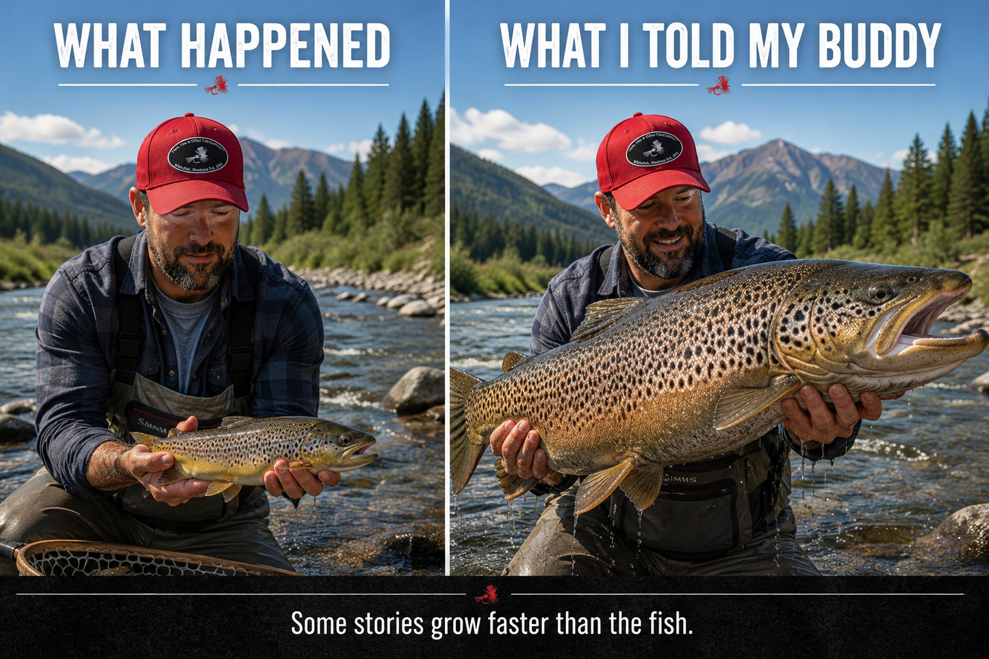 Flies, Lies & Other Fabrications™ Fly Fishing Hat | Funny Fly Fisherman Gift | Embroidered Dad Cap | Trout Fishing Hat | Gift for Anglers