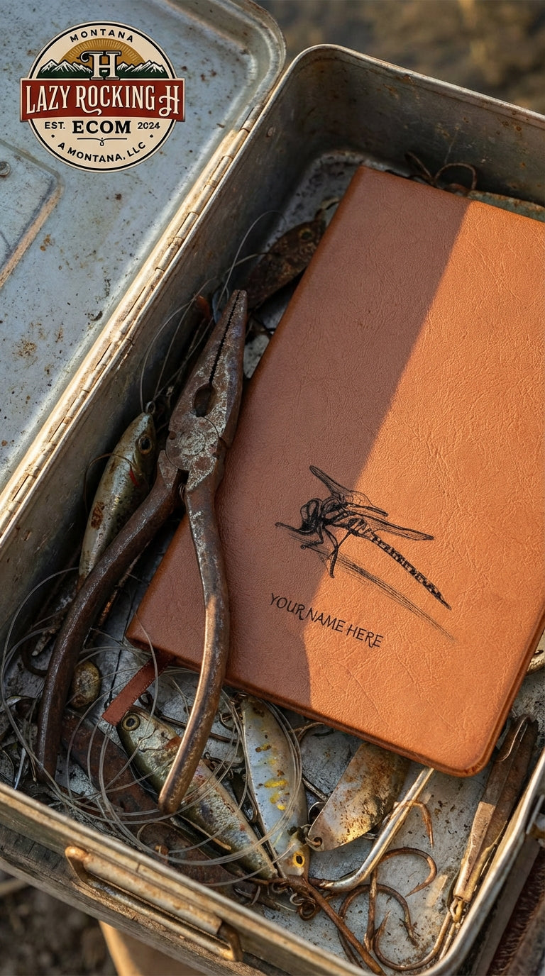 Personalized Blue Damsel Fly Fishing Journal – Custom Angler Logbook & Gift for Fly Fishermen