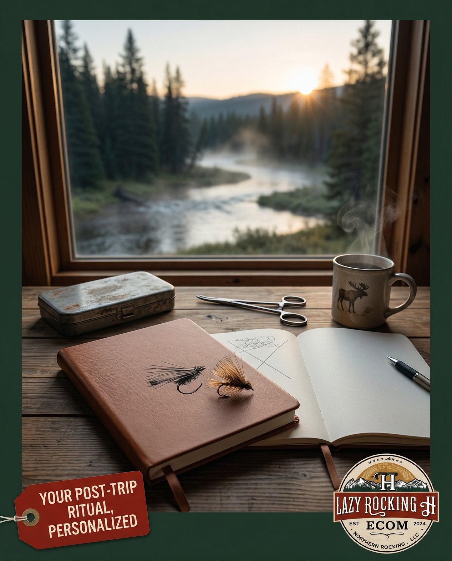 Custom Elk Hair Caddis Fly Fishing Journal – Personalized Angler Log Book + Gift Wrap