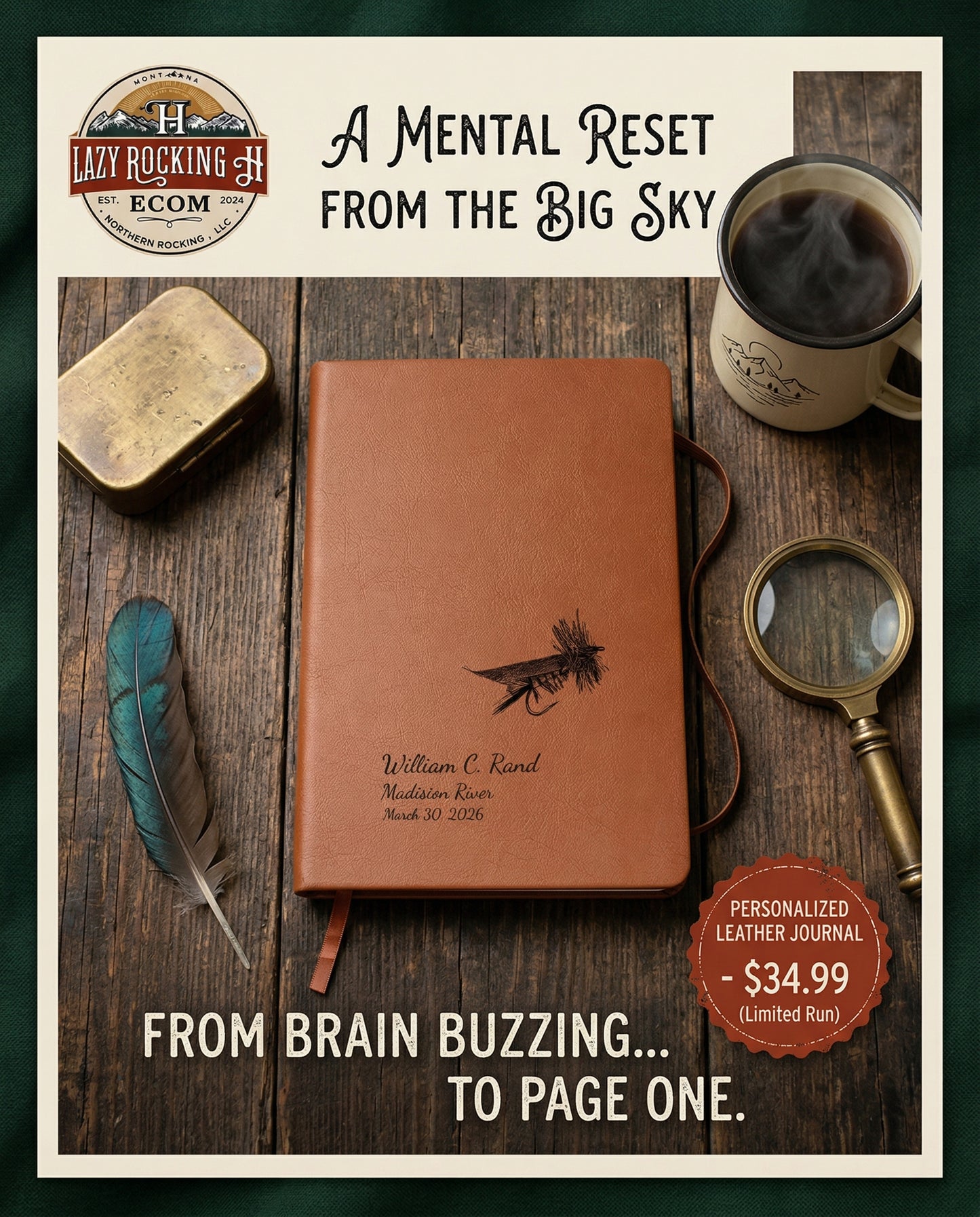 Joe’s Hopper Personalized Fly Fishing Journal – 49° North of Noise™ Angler Log Book