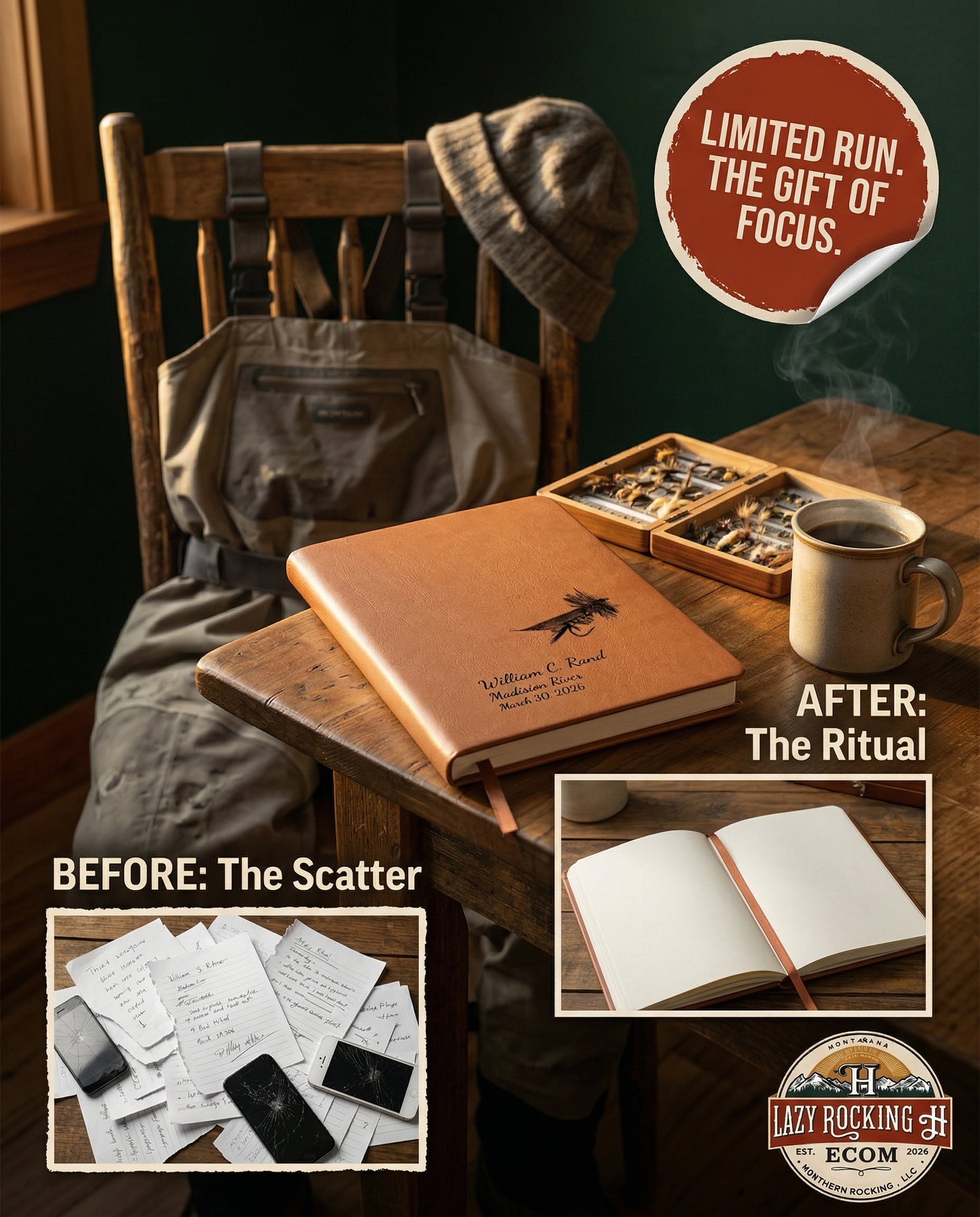 Joe’s Hopper Personalized Fly Fishing Journal – 49° North of Noise™ Angler Log Book
