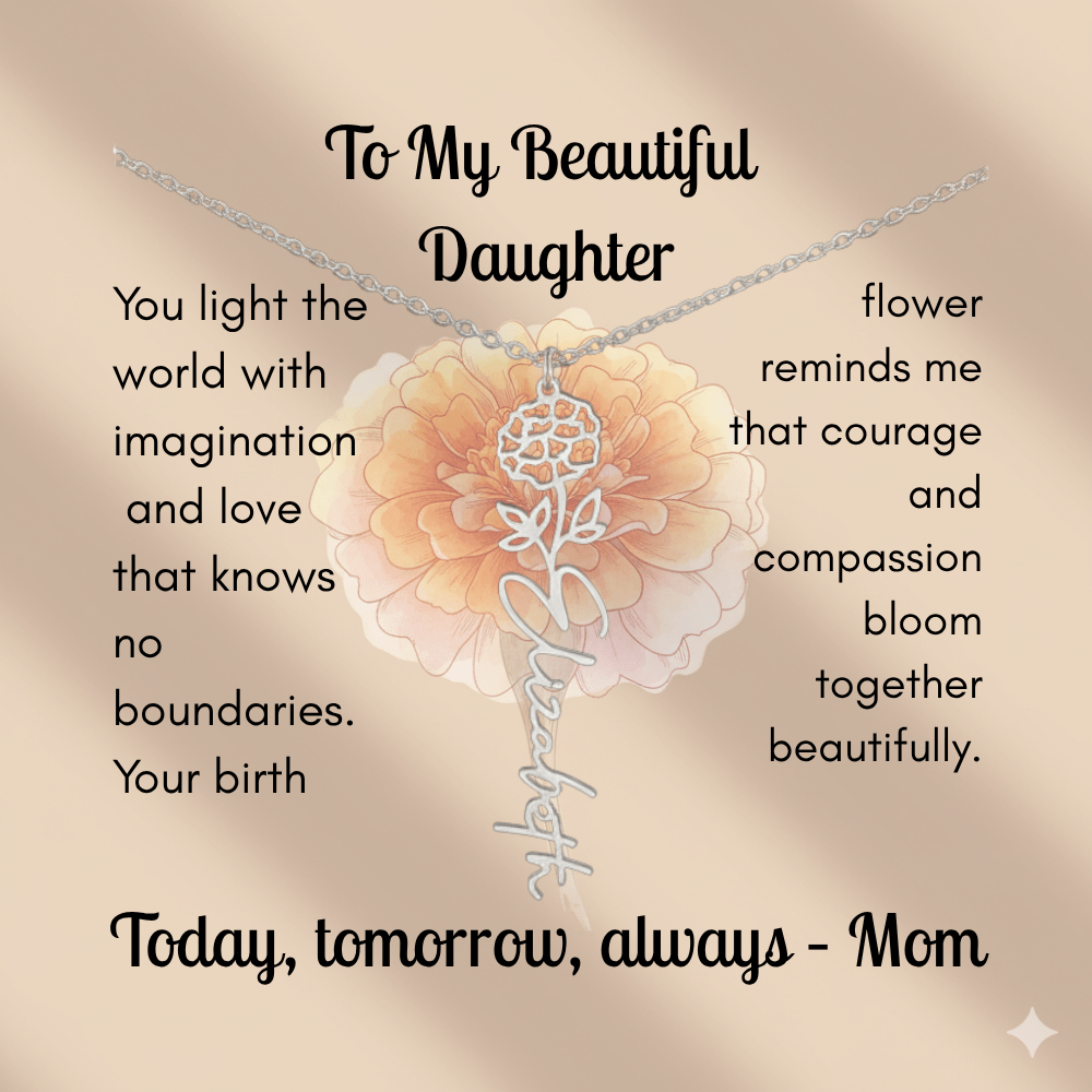 Custom Made & Personalized Birth Flower Necklace – Choose Your Month’s Flower & Finish - Lazy Rockin H Ecom